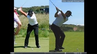 Jon Rahm golf swing  Long Iron faceon amp downtheline July 2017 [upl. by Ahseiyt571]