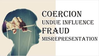 Coercion Undue Influence Fraud Misrepresentation  Indian Contract Act 1872  Law Guru [upl. by Airahcaz707]