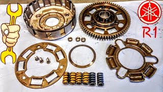 Yamaha R1  clutch basket repair [upl. by Moselle691]