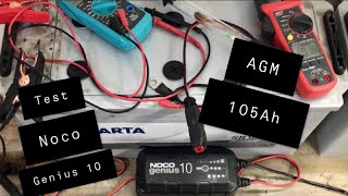 Ładowanie akumulatora AGM 105Ah test ładowarki Noco Genius 10A Jak ładować akumulator AGM [upl. by Sandie783]