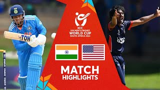 India v USA  Match Highlights  U19 CWC 2024 [upl. by Annayad732]