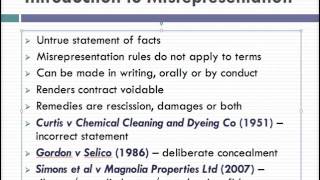 Misrepresentation Lecture 1 of 4 [upl. by Ayiak]