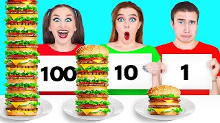 1 10 or 100 Layers of Food Challenge by Multi DO [upl. by Lleval847]