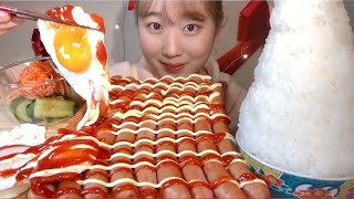 ASMR Sausage Fried Egg【咀嚼音大食いMukbangEating Sounds】 [upl. by Sindee478]